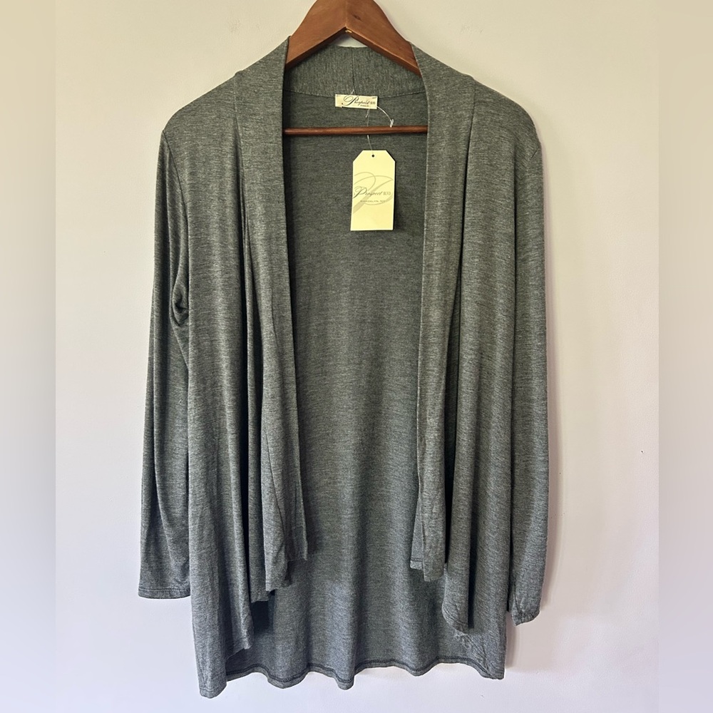 Prospect Blvd, Open Front Drape Cardigan, Grey, Size L